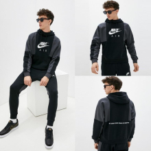 (Small) Nike Air Mens Black Kangaroo Hooded Tracksuit