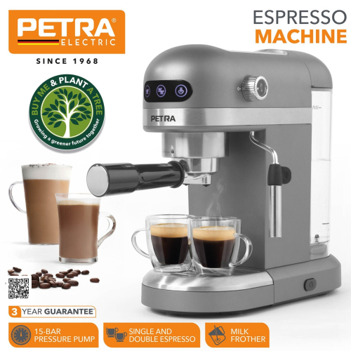 Petra Espresso Coffee Machine Cappuccino Maker 15-Bar Pressure Pump (Open Box) 2