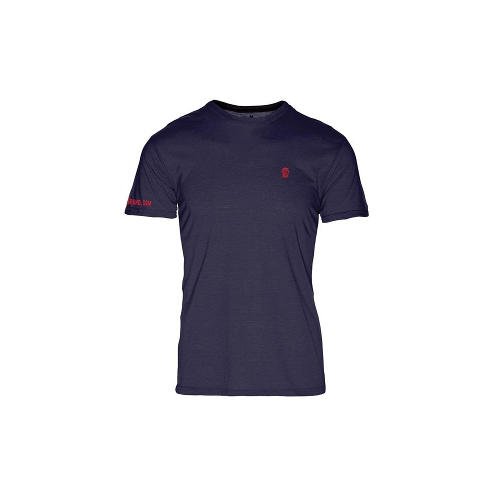 RecyclenBrand RM101NR-S Triblend Crew T-Shirt for Mens, Navy with Red Logo - Small-image-OPC-PD9BCPS-NEW
