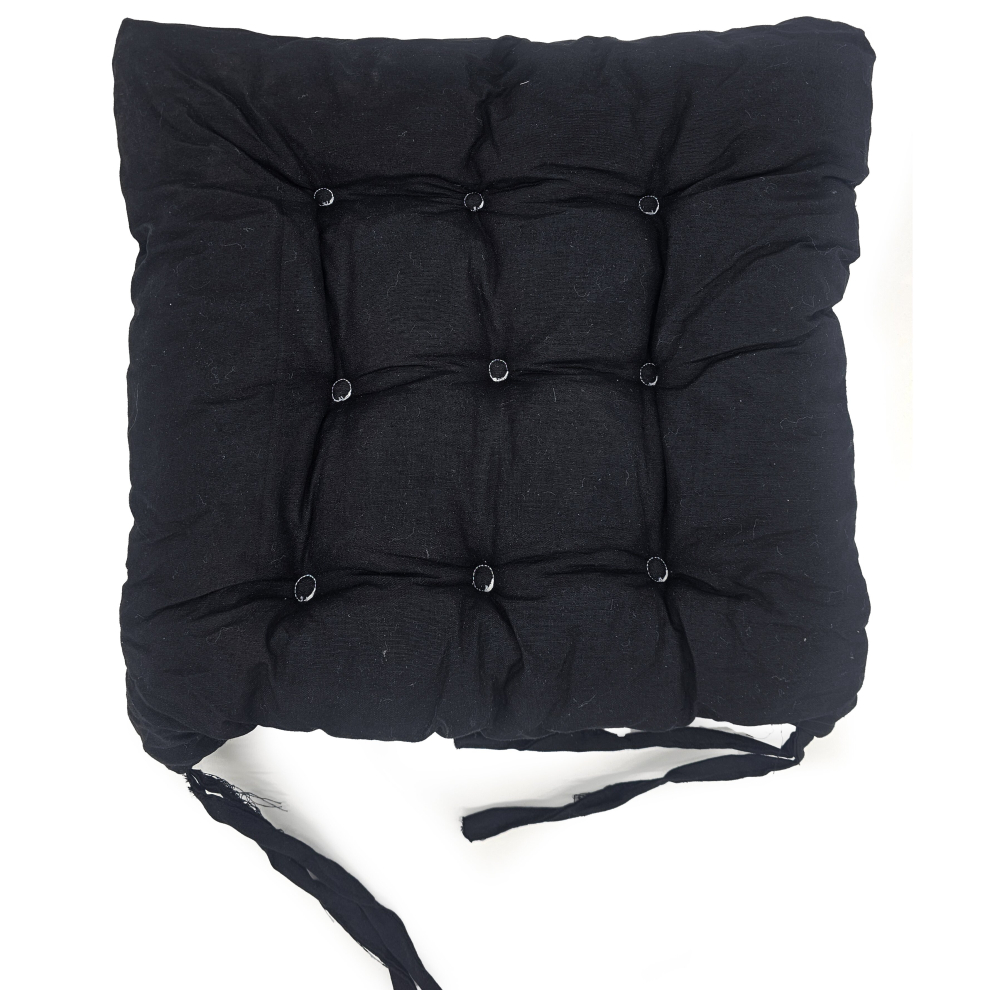 (Black, Set of 2) Seat Pads Chair Pad for Dining Garden Chair Plain