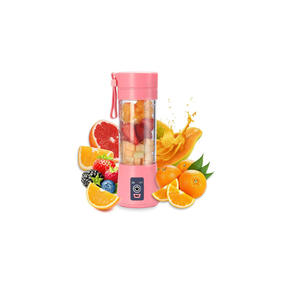 (Pink) 6 Blades 380ml Food Processor Juice Blenders USB