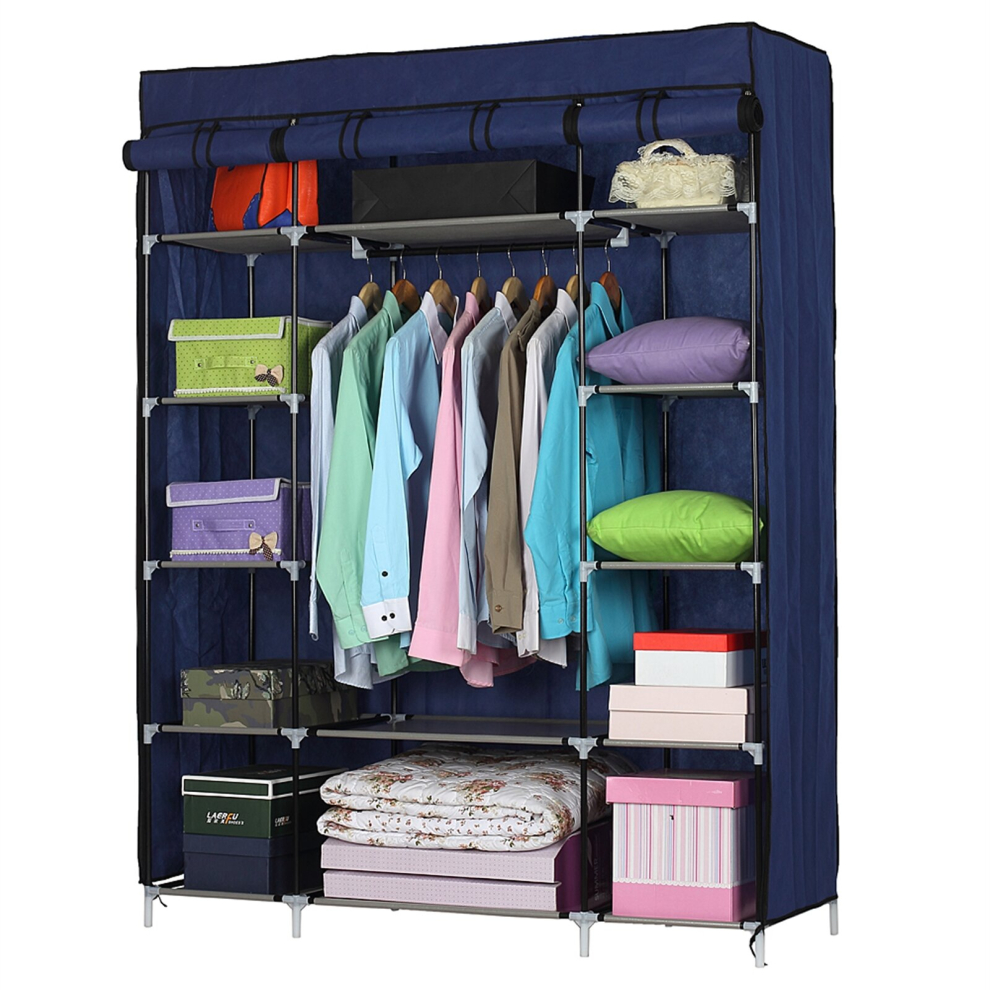 5-Layer 12-Compartment Non-woven Fabric Wardrobe Portable Closet Navy-image-OPC-PD7ZGHR-NEW