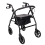 Folding Rollator Mobility Walker 4 Wheeled Walking Elder Aid w/ Seat Black 3