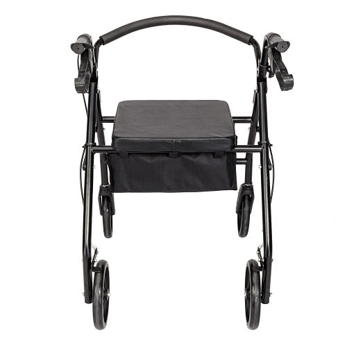 Folding Rollator Mobility Walker 4 Wheeled Walking Elder Aid w/ Seat Black 1