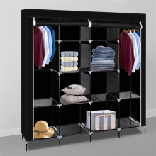 67" Portable Wardrobe Clothes Closet Storage Rack 12 Shelves 4 Side Pockets