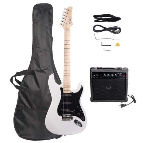 Electric Guitar Full Set with Pickguard 20W Amp Cable Bag Strap Kit