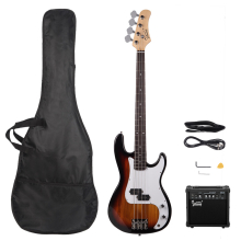 4 Strings GP Electric Bass Guitar W/ 20W Amp Speaker Bag Strap Cord Kit