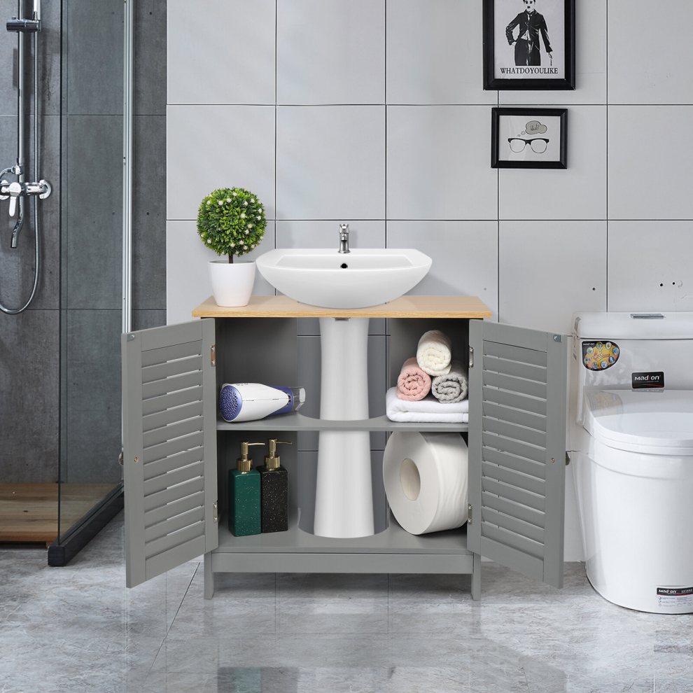 Bathroom Under Sink Basin Cabinet Unit Cupboard Storage Furniture Grey