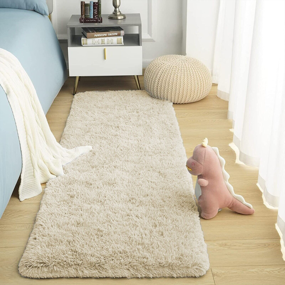 (60cm x 220cm (2ft x 7ft 7")_Runner., Cream) Non Slip Rug  Area Rug Living Room Bed Room