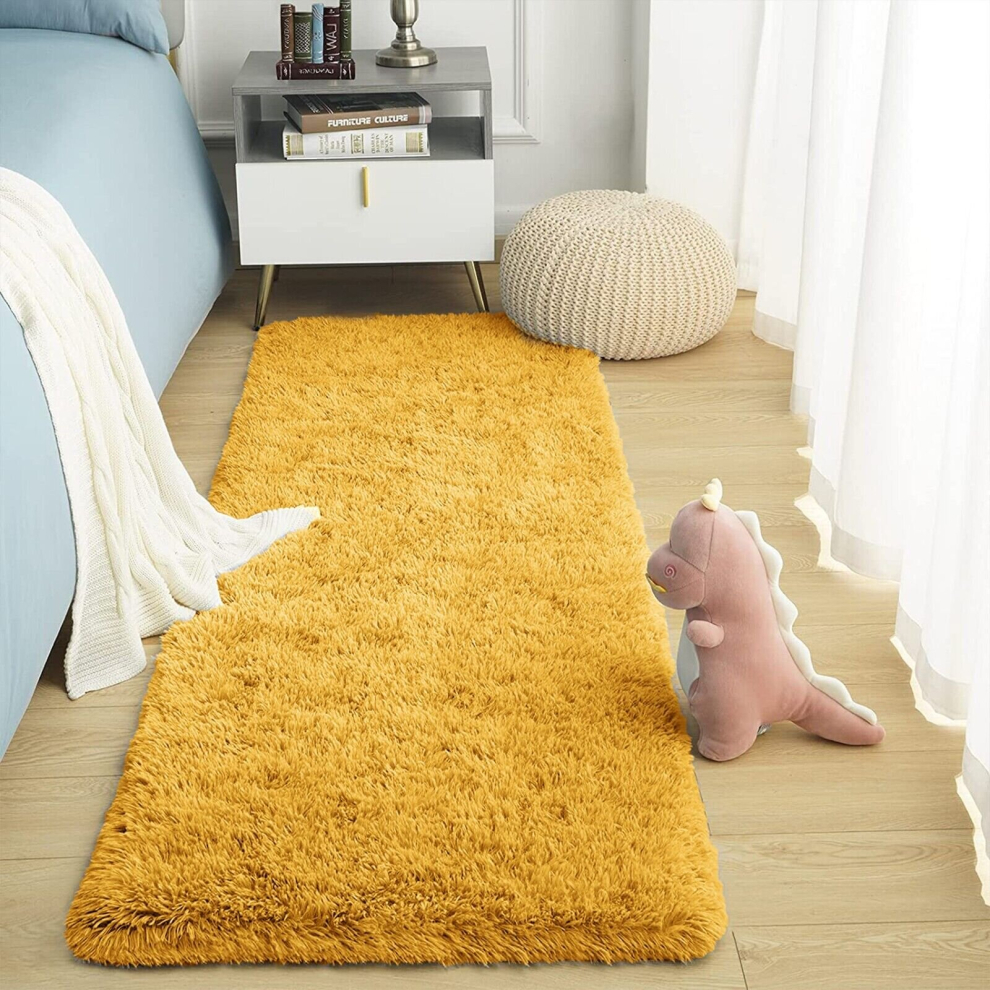 (60cm x 220cm (2ft x 7ft 7")_Runner., Yellow/Ocher) Non Slip Rug  Area Rug Living Room Bed Room