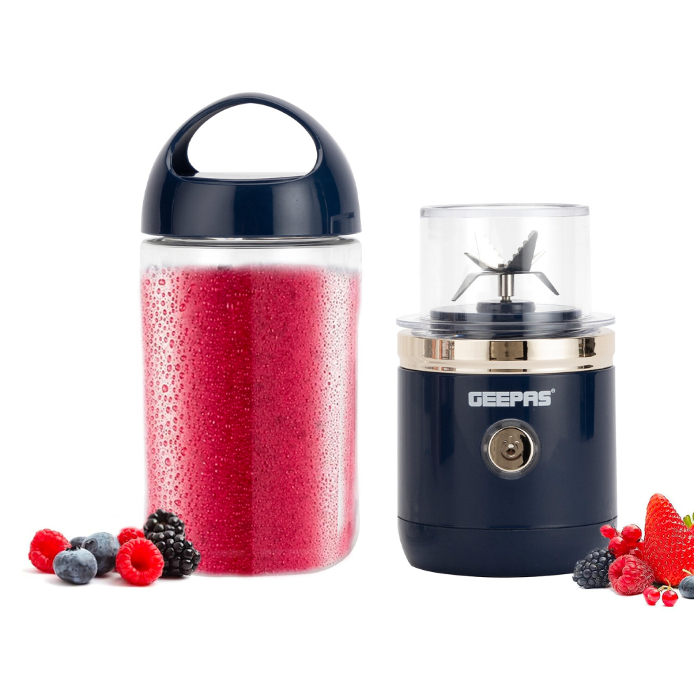 (Blue) Geepas Rechargeable Blender 420ml Smoothie Maker