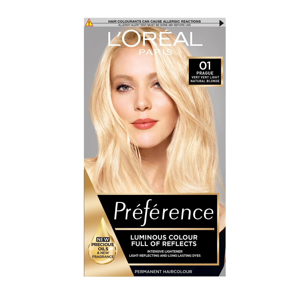 LOreal Paris Preference Hair Dye, Long Lasting, Luminous Permanent Hair Colour, 01, Prague