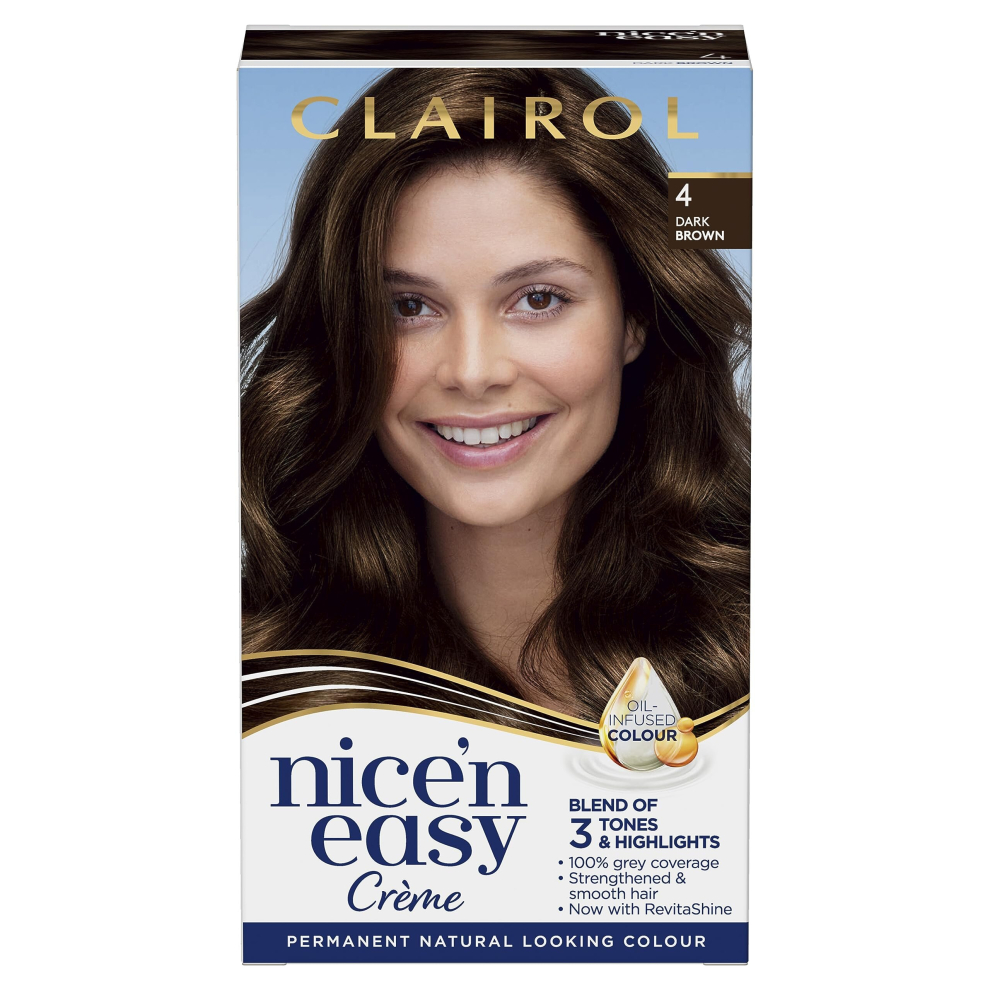 Clairol Nicen Easy Crme Permanent Hair Dye, 4 Dark Brown, 230g