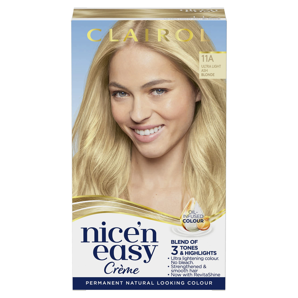 Clairol Nicen Easy Crme, Natural Looking Oil Infused Permanent Hair Dye, 11A Ultra Light Ash Blonde