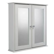 Croydex FlexiFix Ashby Grey Wooden Double Door Mirror Bathroom Storage Cabinet