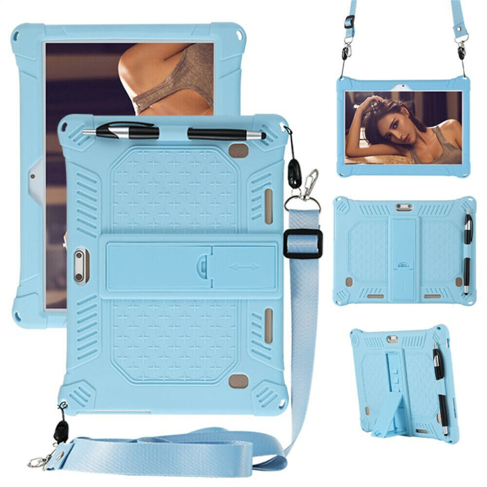 (Light blue) Universal Shockproof Silicone Cover Case For 10 10.1 Inch Android Tablet PC