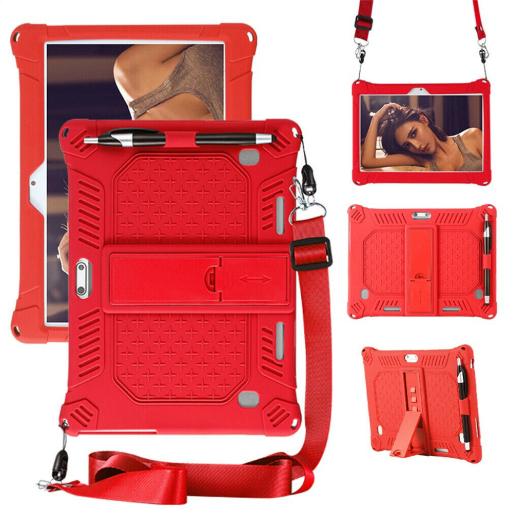 (Red) Universal Shockproof Silicone Cover Case For 10 10.1 Inch Android Tablet PC