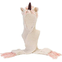 (Small, Green) Winter Kids Unicorn Hood Hat Scarf Gloves Set - Soft & Warm Knit, Gift for Boys"