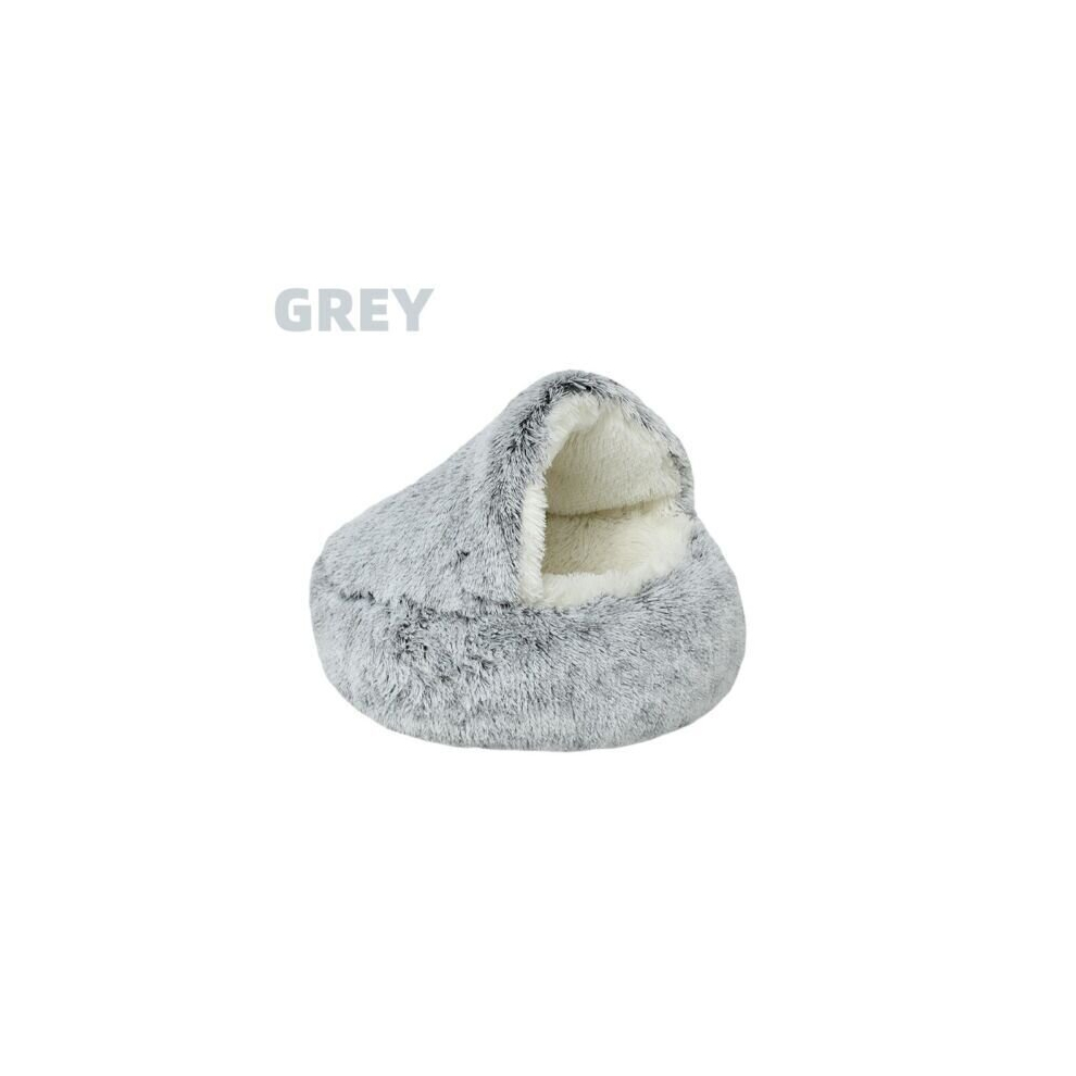 (Gray, 60*60cm) Winter Warm Pet Bed Cozy Cocoon Soft Plush Cat Dog Kennel Sleeping Bags Non-Slip