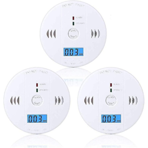 Carbon Monoxide Detector 3 Pack, Co Alarm Detector Sensor Battery Powered With Lcd Digital Display F