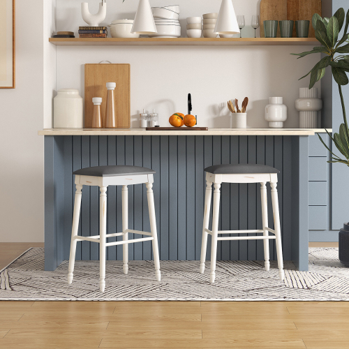 Costway Set of 2 Bar Stools Dining Chair Modern Upholstered Pub Stool 29 Inches