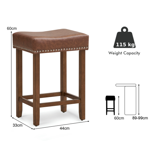 Costway Set of 2 Bar Stools Upholstered Counter Height Saddle Stools 60cm 1