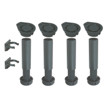 Hafele Adjustable Black Plastic Cabinet Legs Screw Fixing - 150mm Plinth - Set of 4 (637.96.320)