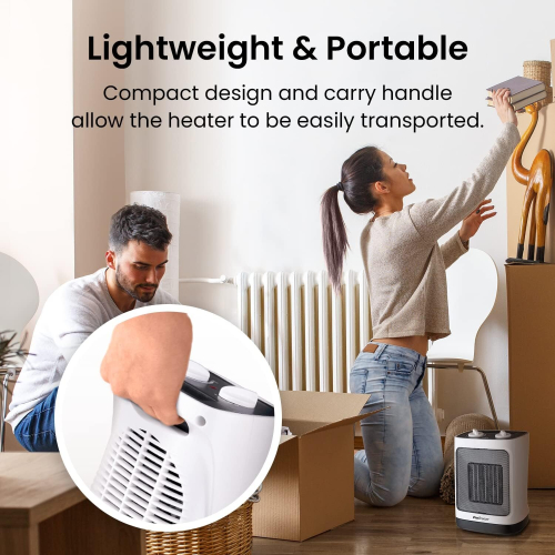 2000W Ceramic Fan Electric Auto-Oscillating Thermostat 2 Heat Settings 2