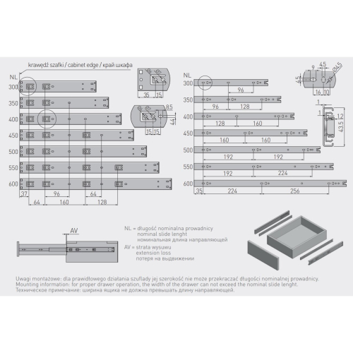 GTV (600mm) PUSH TO OPEN Drawer Runner Slides - FULL EXTENSION 1