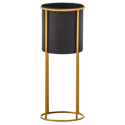 Premier Housewares TROSA LARGE BLACK AND GOLD FLOOR STANDING PLANTER