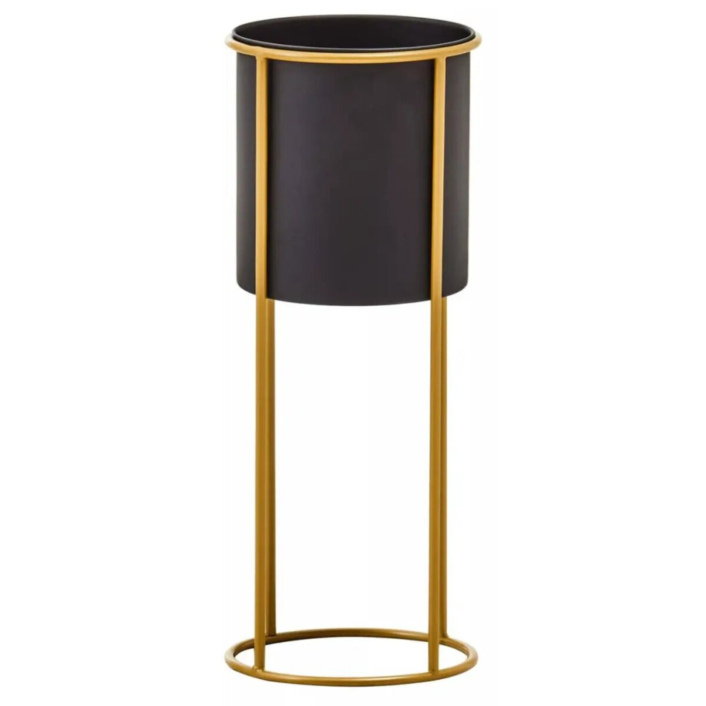 TROSA LARGE BLACK AND GOLD FLOOR STANDING PLANTER