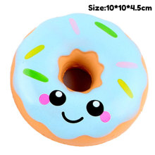 (blue doughnut) Kawaii Squishy Toys Slow Rising Squeeze PU Popcorn Animals Anti Stress Relief Squishies Toy For Children