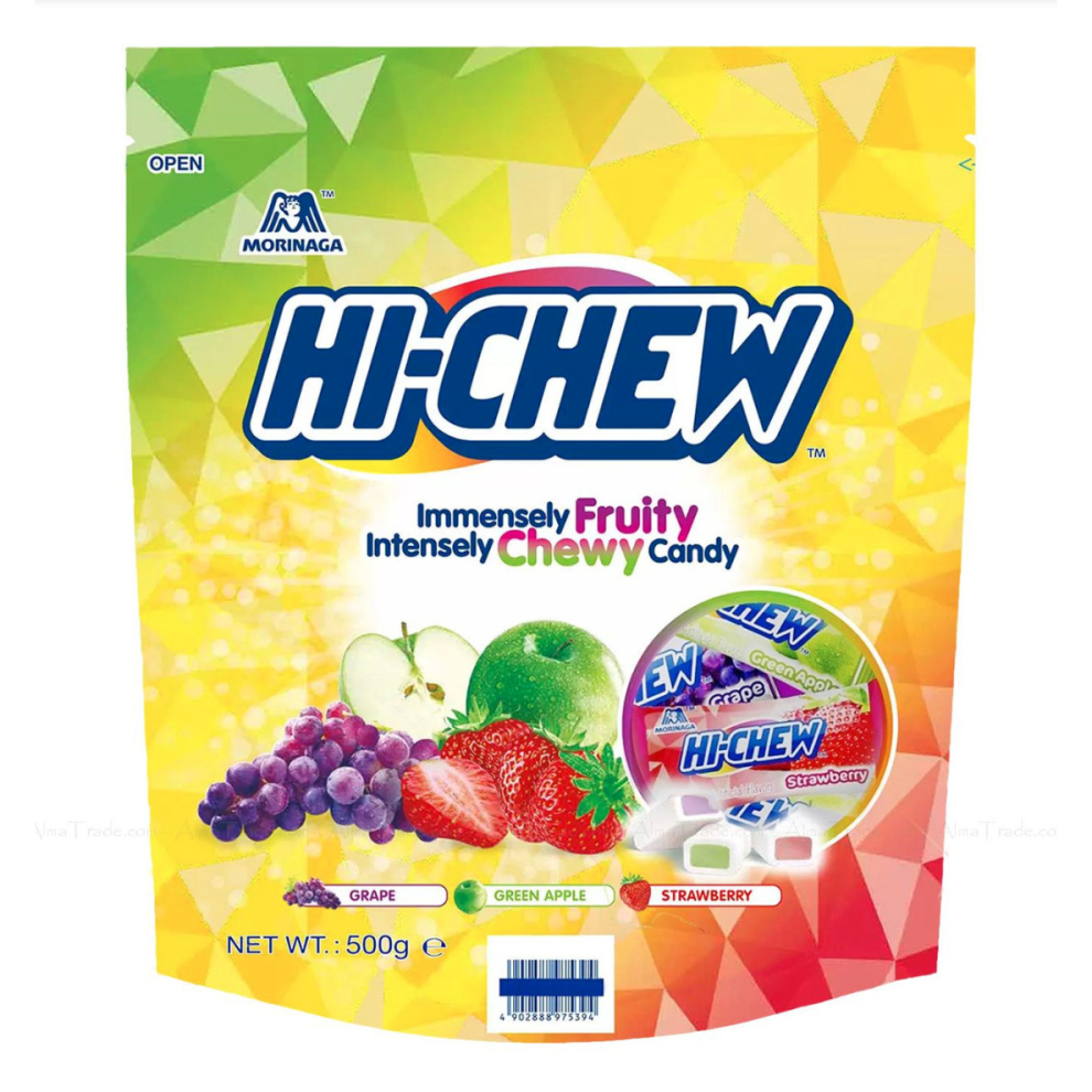 Hi-Chew Assorted Chewy Sweets 500G - Immensely Fruity, Intensely Chewy With Double-Layer Flavours (3 Fruit Flavours)