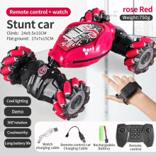(Red Dual control) 4WD 1:16 Stunt RC Car With LED Light Gesture Induction Deformation Twist Climbing Radio Controlled Car Electronic Toys for Kids
