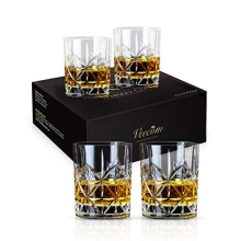 Whiskey Glass, Whisky Glasses Set of 4, 315ml Old Fashioned Whiskey Glasses for Men, Classic Rum Glass Tumblers for