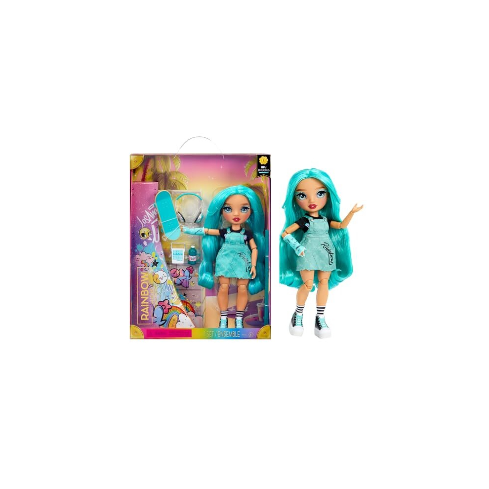 Fashion Doll - Blu Brooks - Blue Doll in Fashionable Outfit - Doll Wearing a Cast & 10+ Colourful Play Accessories -