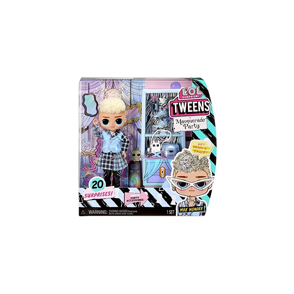 LOL Surprise Tweens Masquerade Party Fashion Doll with 20 Surprises - MAX WONDER - Includes Party Accessories and Two