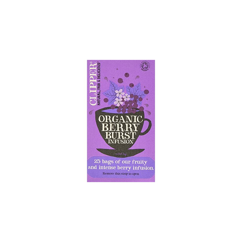 Organic Berry Burst Tea Bags | 150 Infusion Blackcurrant & Mix Fruit Teabag Sachets (6x Boxes of 25) | Bulk Buy, Home &