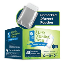 A Little Discretion, Please | Individually Wrapped Flushable Wipes For Adults in Discreet Unmarked Packaging | Unscented