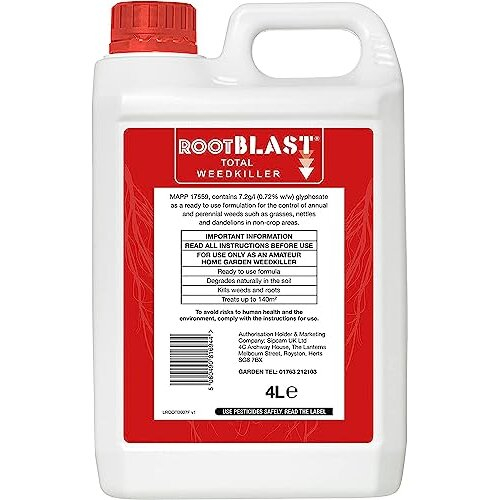 Total Weedkiller 4L Extra Strong Glyphosate Weed Killer Spray Quick & Easy Application, Effective Weed Control for 1