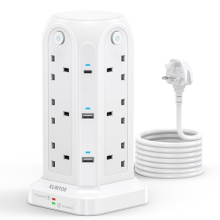 Tower Extension Lead with USB Slots【2 USB C & 4 USB A】, 1400J Surge Protected Extension Lead with Individual