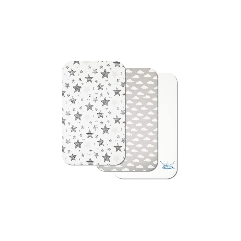 Next to Me Crib Sheets - 3pc Crib Sheets Set - 2 Fitted Cotton Sheets and 1 Waterproof Mattress Protector for Bedside