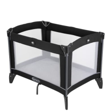 Compact Travel Cot, Lightweight with Compact fold and carrybag. Suitable from Birth to Approx. 3 Years, Black/Grey