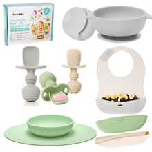 Upward Baby Led Weaning Supplies - Suction Plates for Baby - Spoons Self Feeding 6 Months, Suction Bowls & Silicone