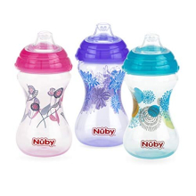 Nuby 3pk No Spill "Pinpoint" Soft Spout Clik-It, Ragazze, 10 Oz