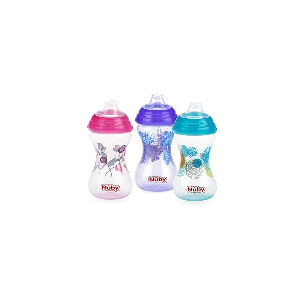 Polypropylene 3Pk No Spill Pinpoint Soft Spout Clik-It, Girl, 10 Oz Nuby