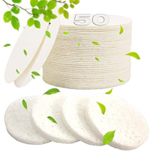 50-Count Compressed Professional Cosmetic Facial Spa Sponges for Estheticians- 100% Natural Cellulose for Face Cleansing Massage Pore Exfoliating