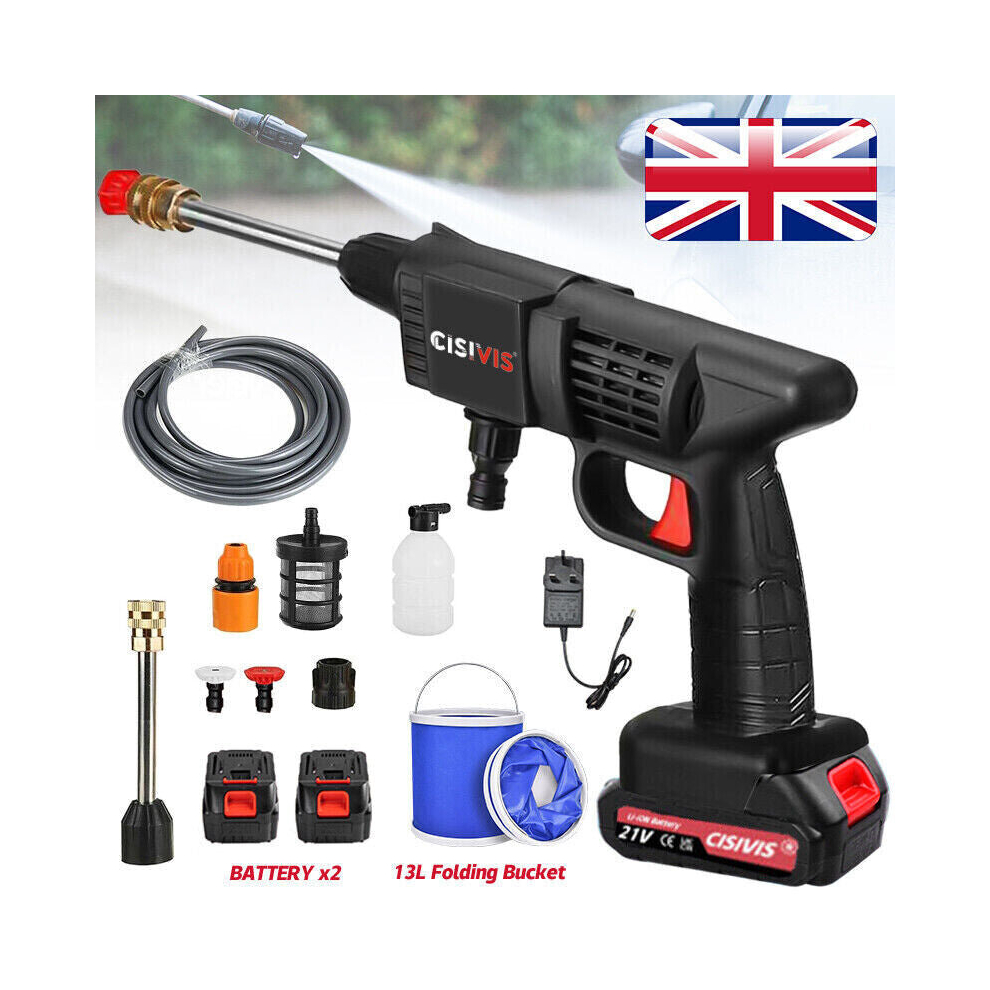 2 Battery Portable Cordless Car High Pressure Washer Jet Water Wash Cleaner Gun