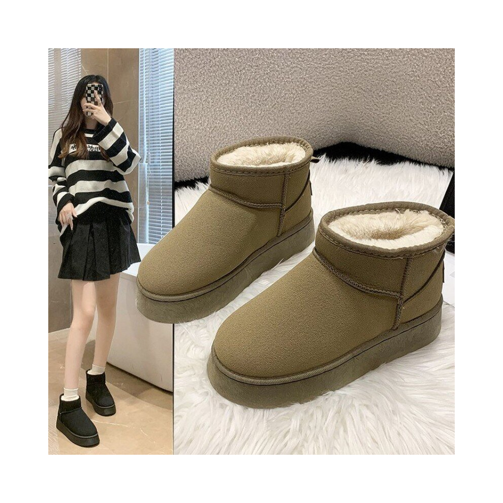 (38, Dark Grey) 2023 New Classic Thickened Fluff Women's Snow Boots Comfortable Warm Ankle Boots Women Winter Ladies Shoes Chunky Botas Mujer  Costume Shoes