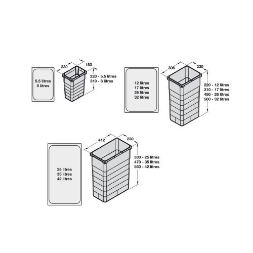 (26 litres) Ninka Kitchen Replacement Inner Waste Bin ONLY 1